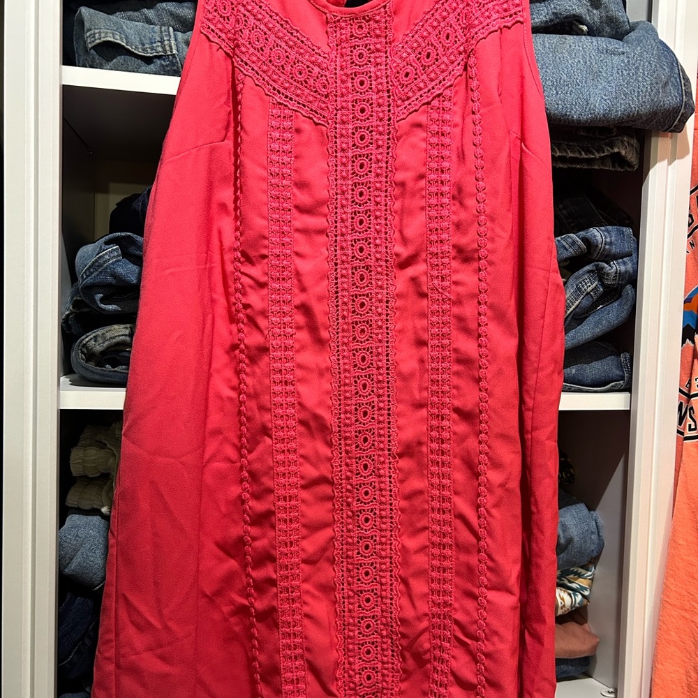 entro Hot Pink Crochet-Trim Dress